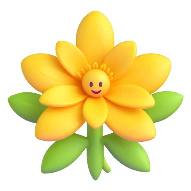 friendly smooth detailed vanilla flower 3D emoji style sticker
