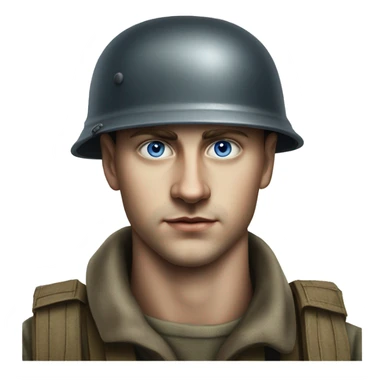 blue eyed  guy 28 years old german soldier in helmet 1940 photorealistic serious sticker