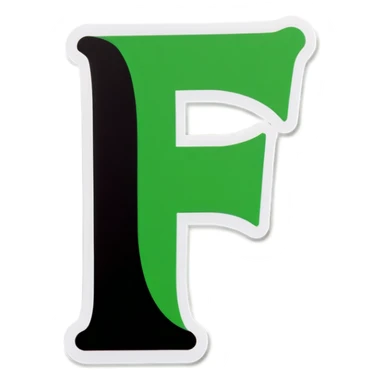 Green and black letter F sticker
