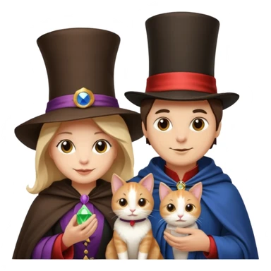 magician couple and their pet cat sticker