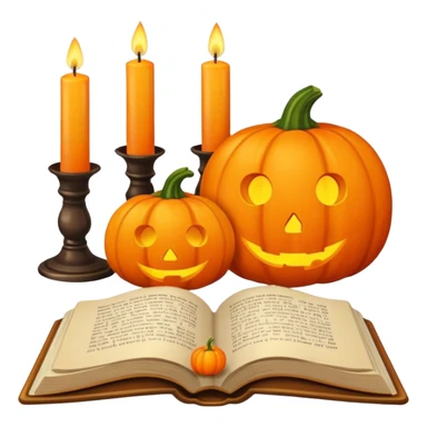 book with candles and a small pumpkin sticker