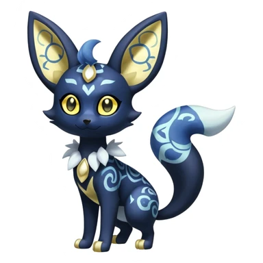 Shiny mExotic Colorfulj Excessive Mysterious Gothic Meowstic-Umbreon-Poochyena-Pokémon-Fakémon-hybrid-creature (full body) with pattern-markings with golden eyes sticker