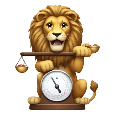 A lion holding a scale sticker