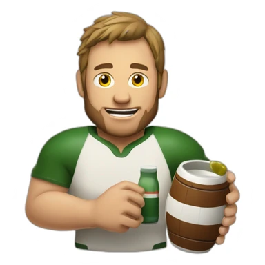 Rugbyman buvant une bière sticker