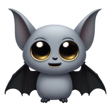 Gray bat, with black wings, large studio ghibli eyes  sticker