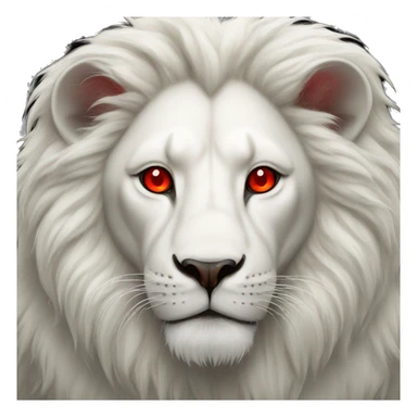 White lion with red eye sticker