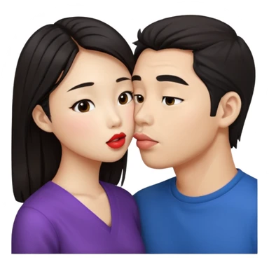 Asian girl kissing man on the lips sticker