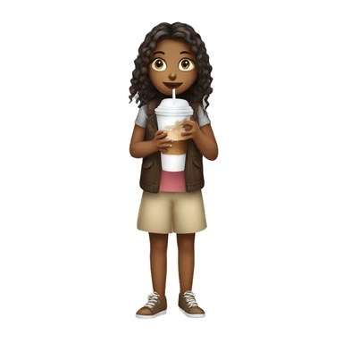 girl drinking iced coffe sticker