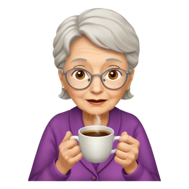 elderly with coffee women sticker