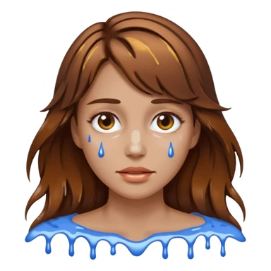 Brown Hair Woman , white paint , drip, face, hot sticker