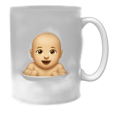 a mug with a drawing of a baby on it  sticker