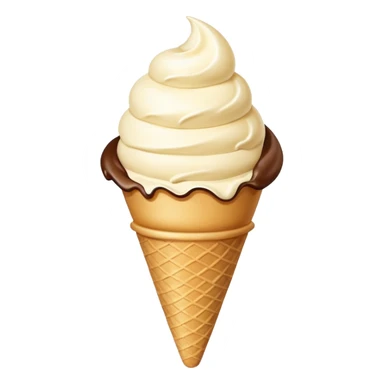 a scoop of vanilla ice cream in a cone, classic style, creamy white color, simple background sticker