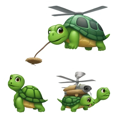 turtle eating a helicopter then pooping it out of a straw sticker