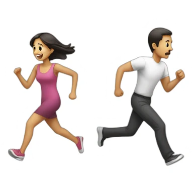 Man running from woman sticker
