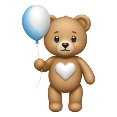 Emoji teddy set down with a baloon white sticker