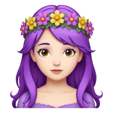 Princesses with Flower Crown in Purple Hair sticker