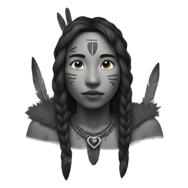 dark native heart drawn with a pencil sticker