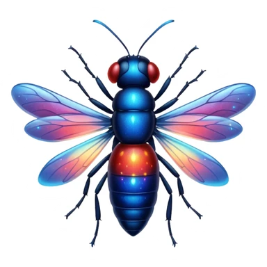 glitter red and blue firefly sticker