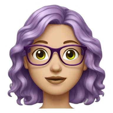 white-girl-purple-wavy-hair-green-eyes-square-glasses sticker