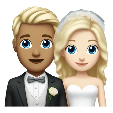 bride blue eyes and blonde hair, groom fair hair white skin sticker