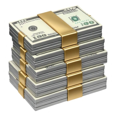 Metallic black-and-white money pack emoji, simple geometric stack of bills,minimal style
 sticker