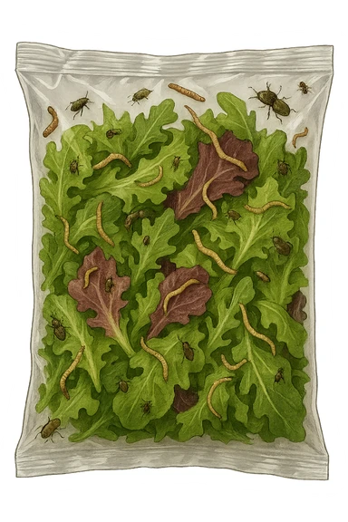 Insalata in busta ricca di parassiti sticker