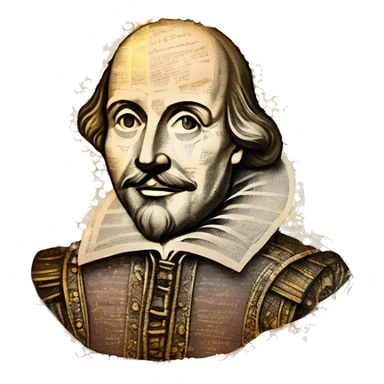 Glowing Shakespeare made of newspaper and 420 hemp leaves and bokeh fairy lights lanterns stained glass, bokeh, annotated sketch, handwritten letters, collage of intricate patterns, lantern sticker