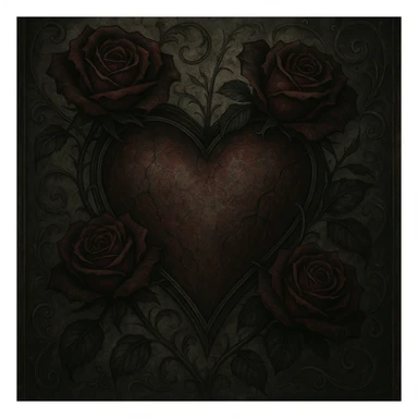 gothic heart with dark roses sticker