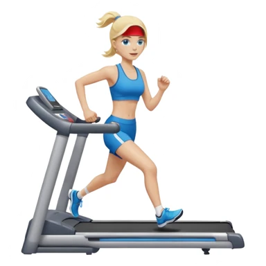 Une femme blonde yeux bleus qui cours sur un tapis de course sticker