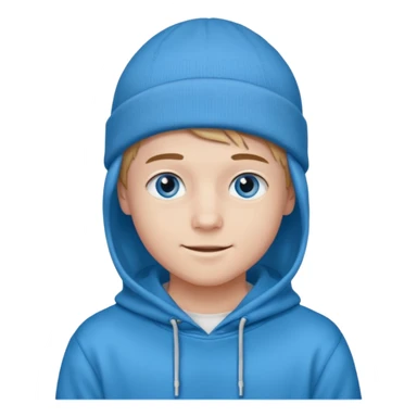 handsome and young teen pinterest boy good at fashion. popular among 'that brat girl', wearing hoodieand beanie with blue eye  and little smile sticker