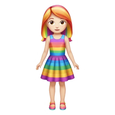 girl with rainbow dress full body  sticker