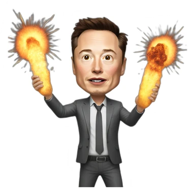elon musk hit by an exploding rocket sticker