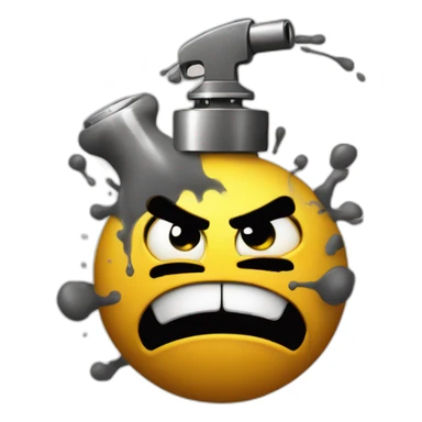 a emoji graffiti styled of a angry bomb with a graffiti spray painting on his hand sticker