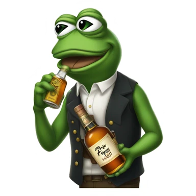 pepe the frog holds bottle of whiskey sticker
