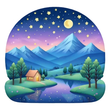  starry night landscape in pastel colors  sticker