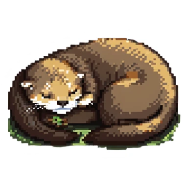 sleeping otter curled up sticker