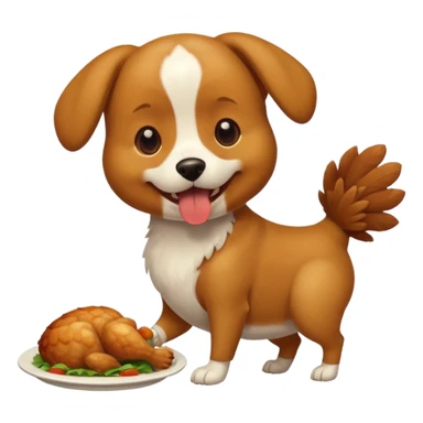 A dog eating chicken  sticker