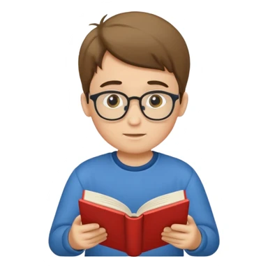 Boy reading books without glasses sticker