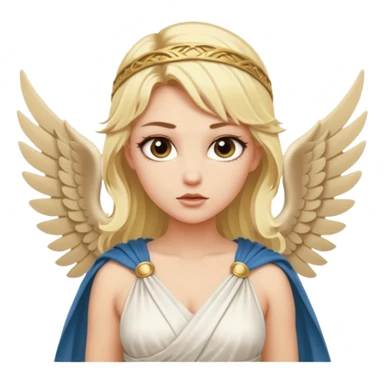 Sexy, edgy blond woman, who is a winged, sensual goddess dressed in a very scanty greek toga sticker