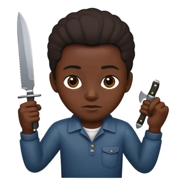 black person holding knife sticker