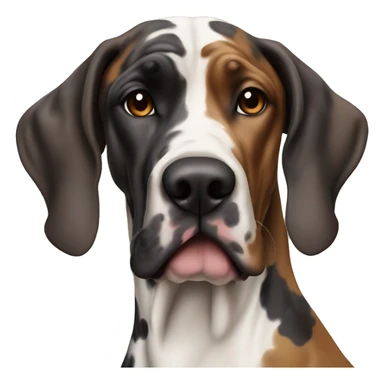 Harlequin multicolor Great Dane with a brown girl with wavy hair sticker