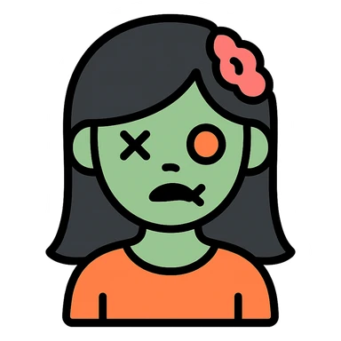 zombie girl with black hair sticker