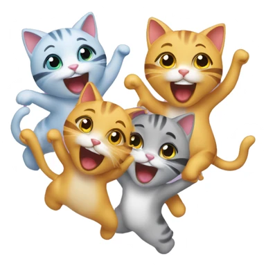 four happy girl cats dancing sticker