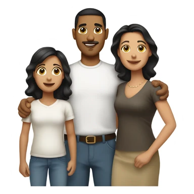Puerto rican beard short black hair  husband with blond long hair wife and brown long hair daughter Family  sticker