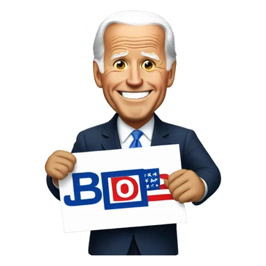 Biden holding a sign sticker