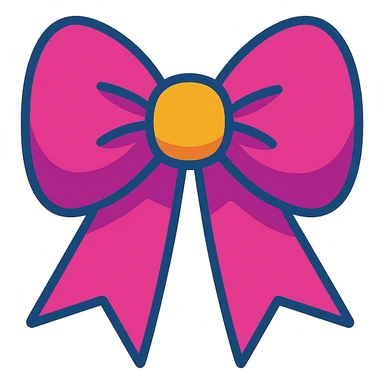 fluffy bow, vibrant colors, cartoon style sticker