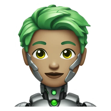 Cyborg with green eyes and green hair sticker