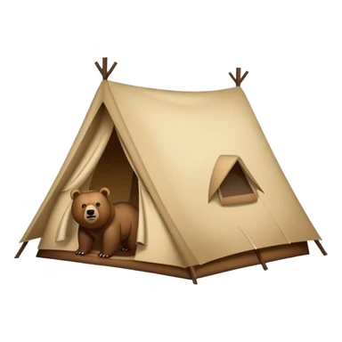 a tent with a grizzly bear above it sticker