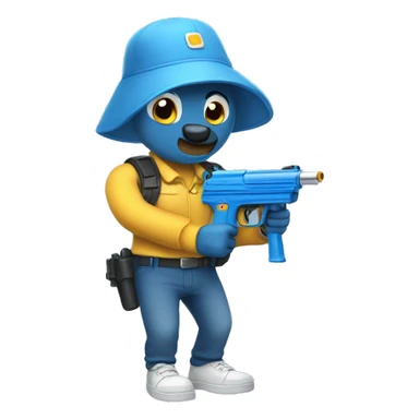 bluey with a watergun sticker