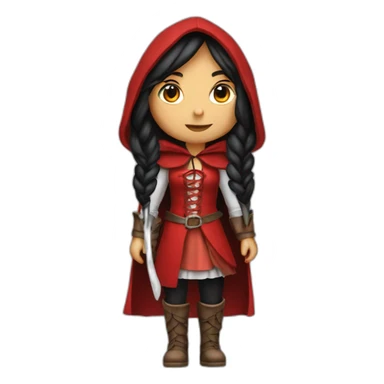 red-ridding-hood-girl-with-long-black-strait-hair-with-white-break sticker